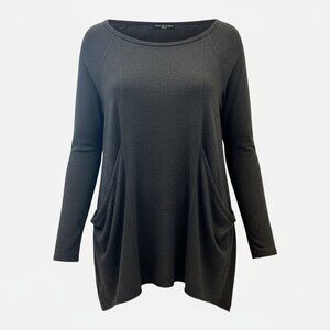 Kim and Cami Dark Gray Side Pockets Artsy Tunic Size Medium